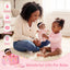 OUOZZZ Baby Doll Accessories with Black Doll, Bassinet, Blanket and Bottle | Interactive Pretend Playset for Social Emotional Learning, Educational Toy for 2 Year Old Girls