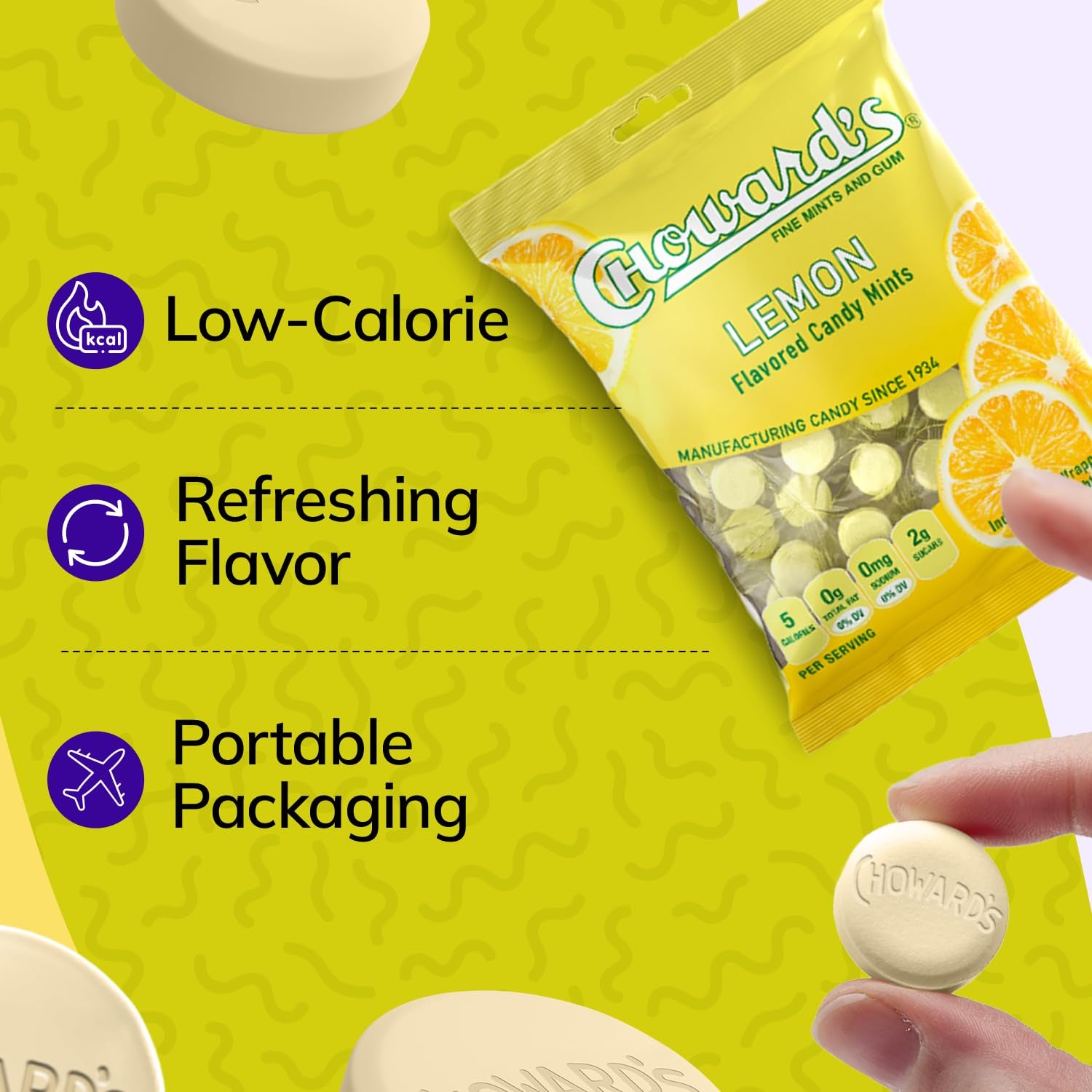 Choward'S Lemonmint Candy Bags | Unique Aromatic Flavors for Everyday Freshness | Perfect for Travel, Sharing, and Gifting | Distinctive Taste in Convenient Packaging | (Pack of 3, 49 Pieces)