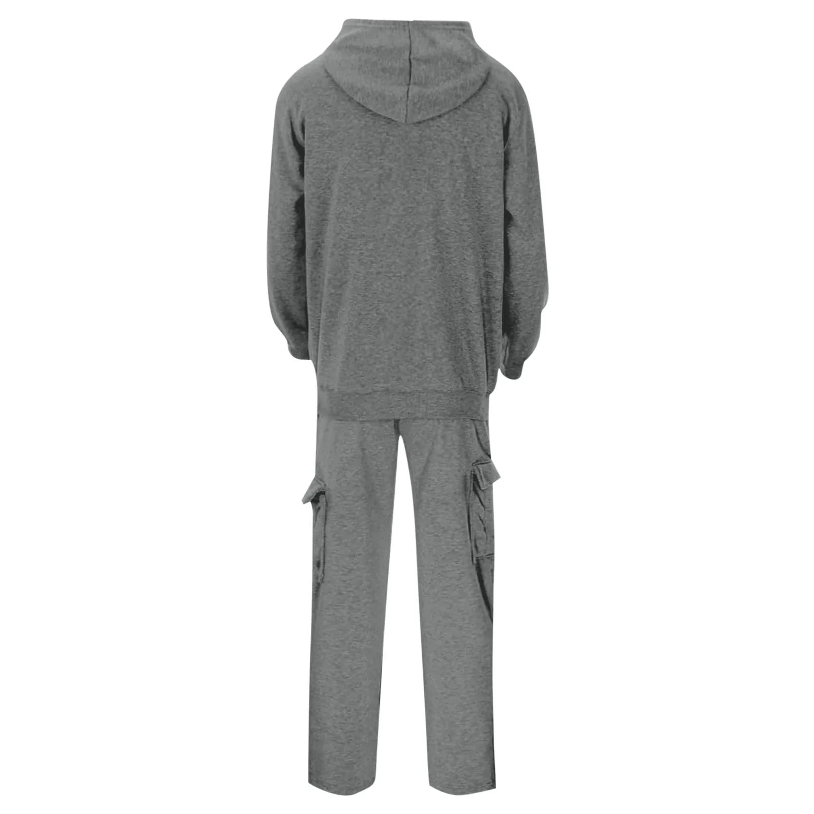Brnmxoke Tracksuit for Men Full Zip Hooded Sweatshirt Sets Matching Wide Leg Cargo Pants 2 Piece Outfit Dark Gray,Xxxl
