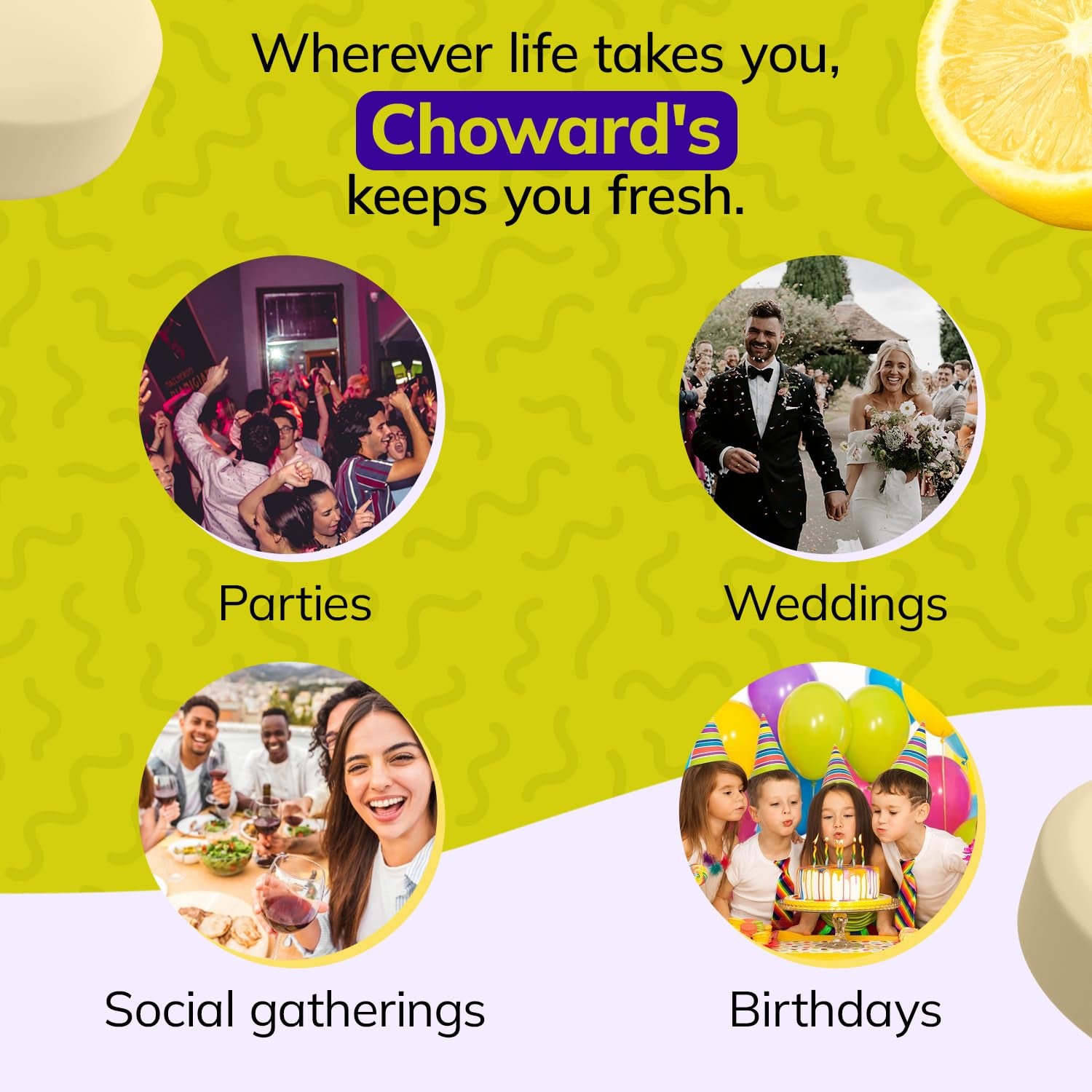 Choward'S Lemonmint Candy Bags | Unique Aromatic Flavors for Everyday Freshness | Perfect for Travel, Sharing, and Gifting | Distinctive Taste in Convenient Packaging | (Pack of 3, 49 Pieces)