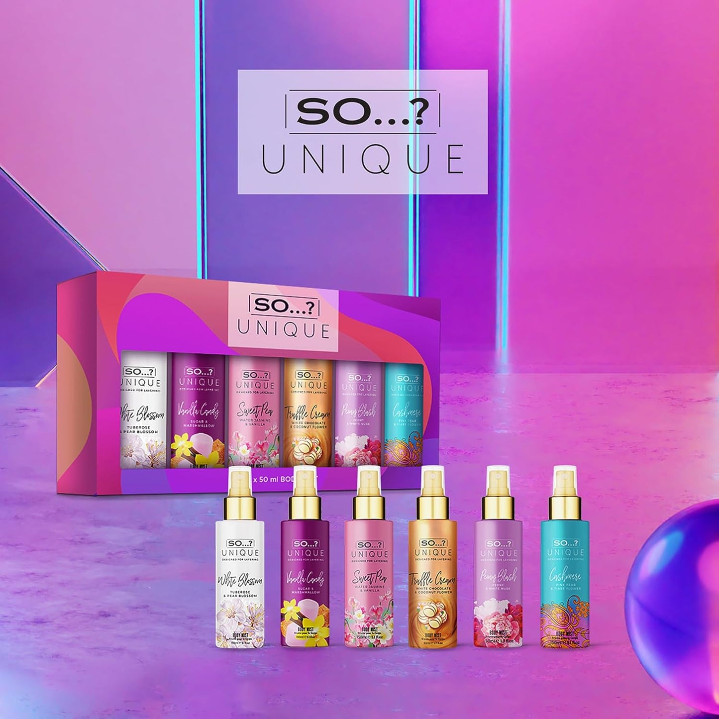 So…? Unique Body Mist Set - Perfumes for Women with Fresh, Floral, Sweet Scents - 6 Hour Wear Body Spray for Women - Travel Size Gift Set - 6 Pcs