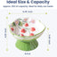 Pawspik Strawberry Blooms Elevated Ceramic Cat Bowl, Green