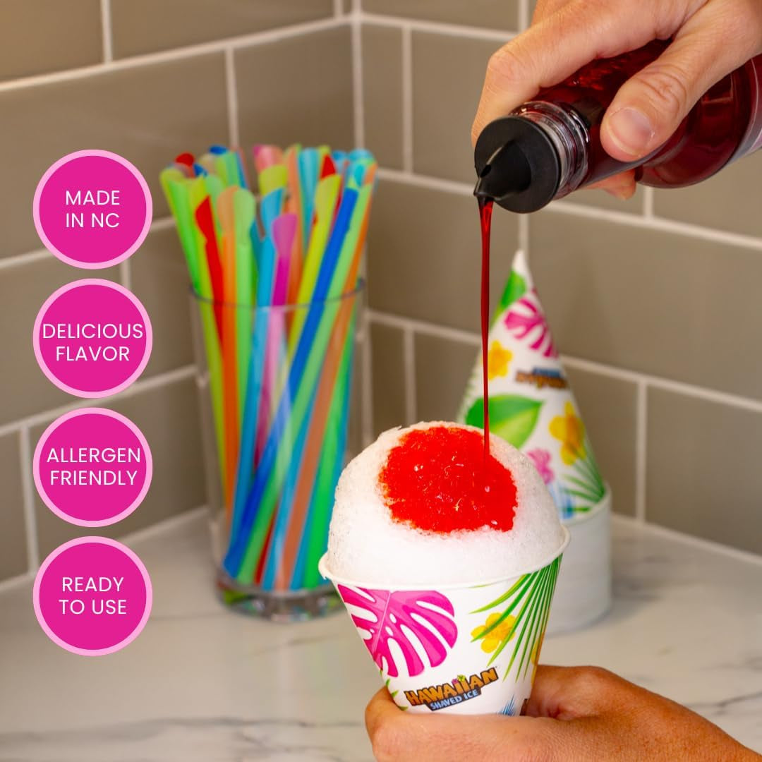 Hawaiian Shaved Ice S777 Snow Cone and Shaved Ice Machine Featuring Blade Adjustment Knob Bundled with Hawaiian Shaved Ice Syrup Gallon 4-Pack