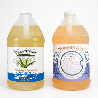 Organic Foaming Hand Soap, Natural Moisturizing Soap for Dry Skin, Fragrance Free Liquid Bathroom Hand Soap + Laundry Detergent, Natural Laundry Soap Liquid, Baby Detergent (Unscented, 64 Fl Oz)