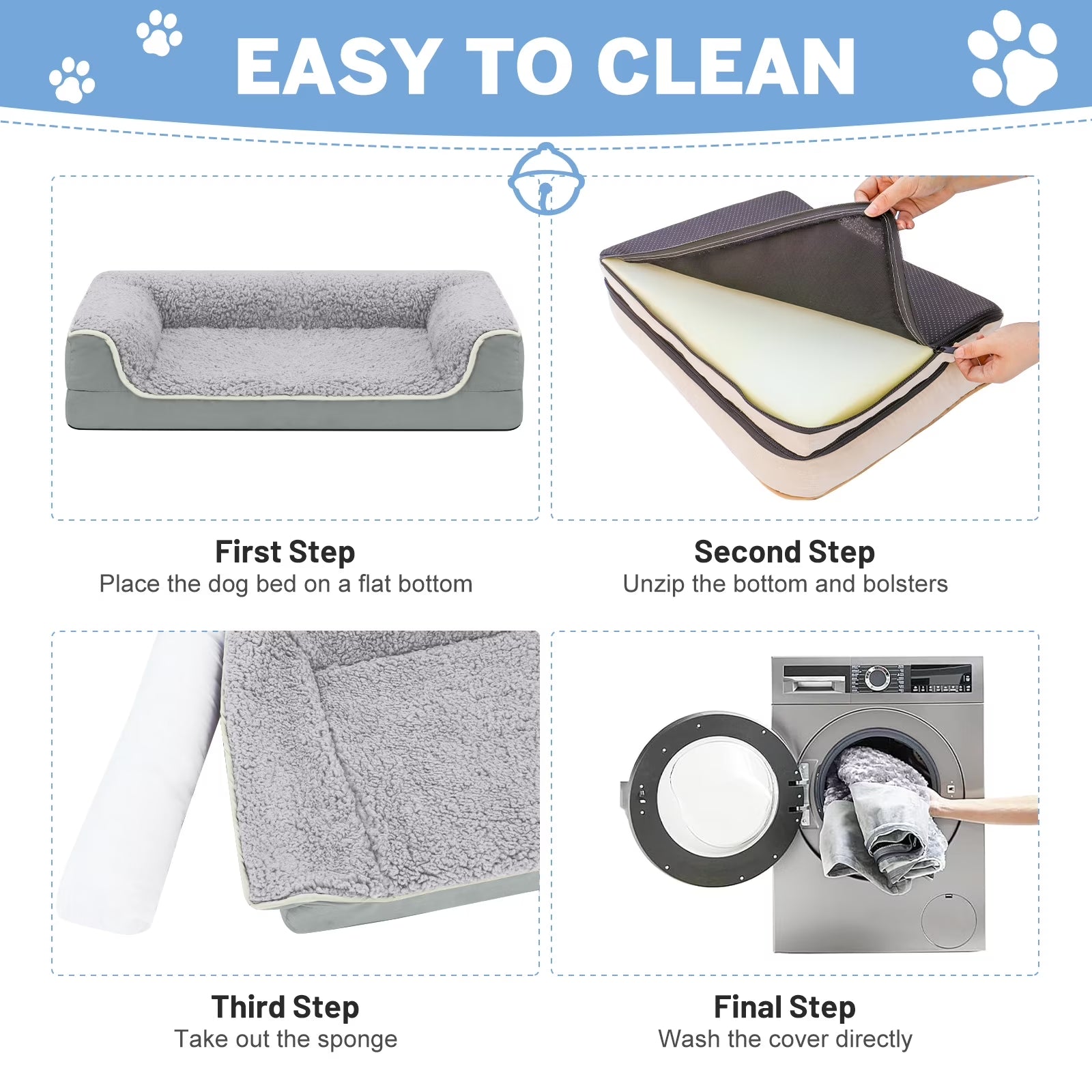 Payusd Dog Bed for Large Medium Small Dogs Orthopedic Dog Sofa Bed Non Slip Pet Couch with Removable Washable Cover Supportive Egg Crate Foam S to XL