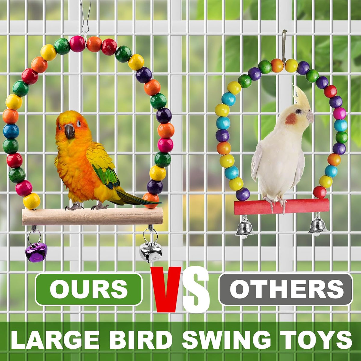 Bird Toys for Parakeets 7Pcs, Wood Parrots Budgie Cage Accessories