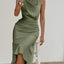 ZOELNIC Women'S Ruched Bodycon Dress Summer Casual Sleeveless Elegant Club Evening Party Cocktail Midi Dresses, S