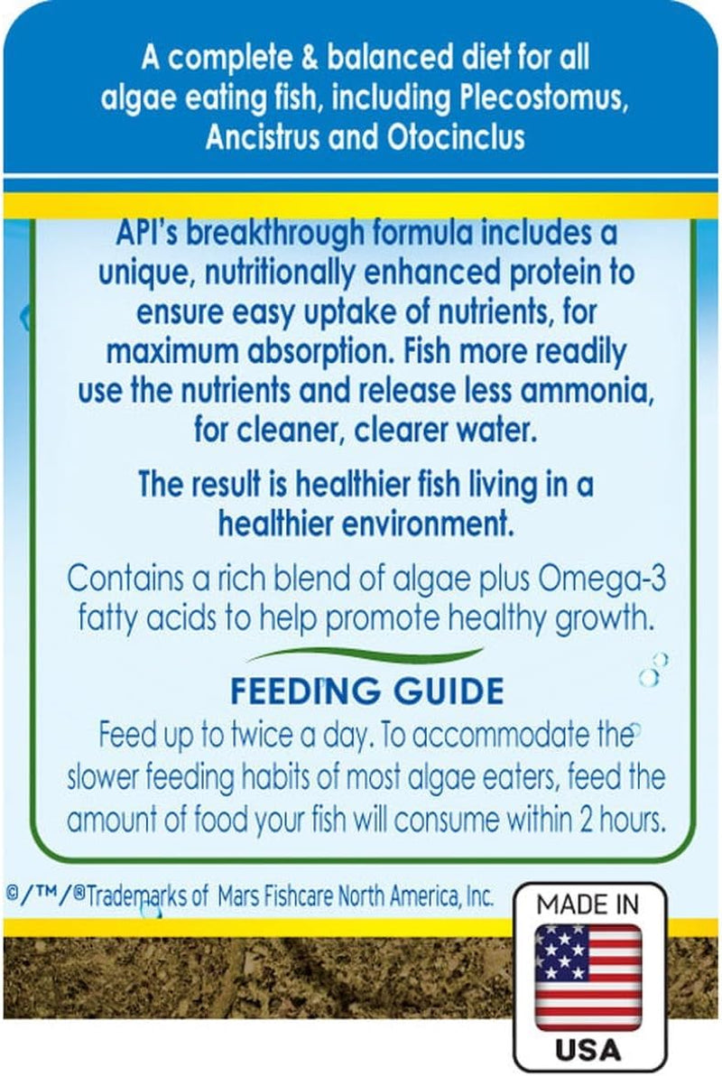 API ALGAE EATER WAFERS Algae Wafer Fish Food 3.7-Ounce Container