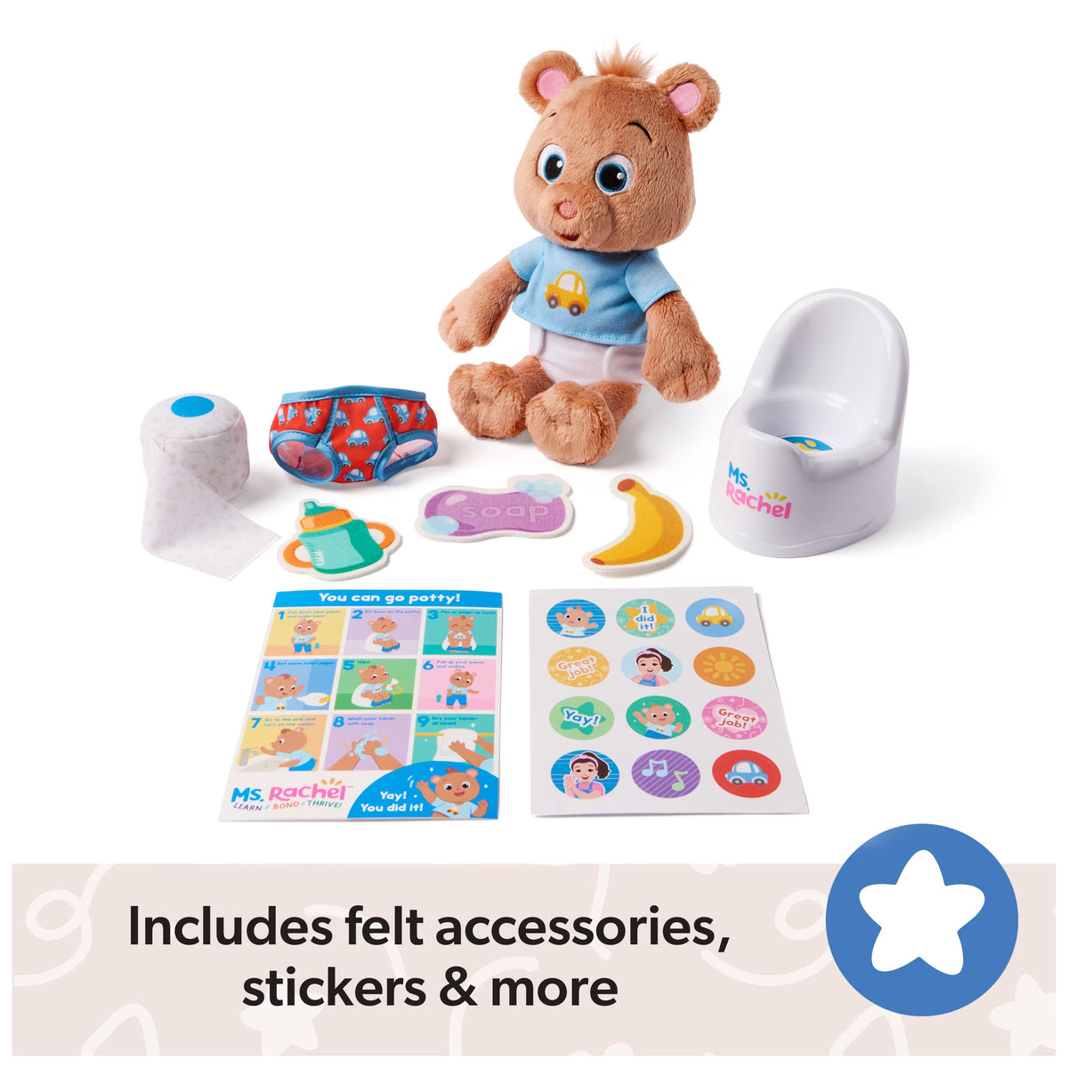 Ms. Rachel Official Potty Time with Bean Doll for 18 Months - 3+ Years