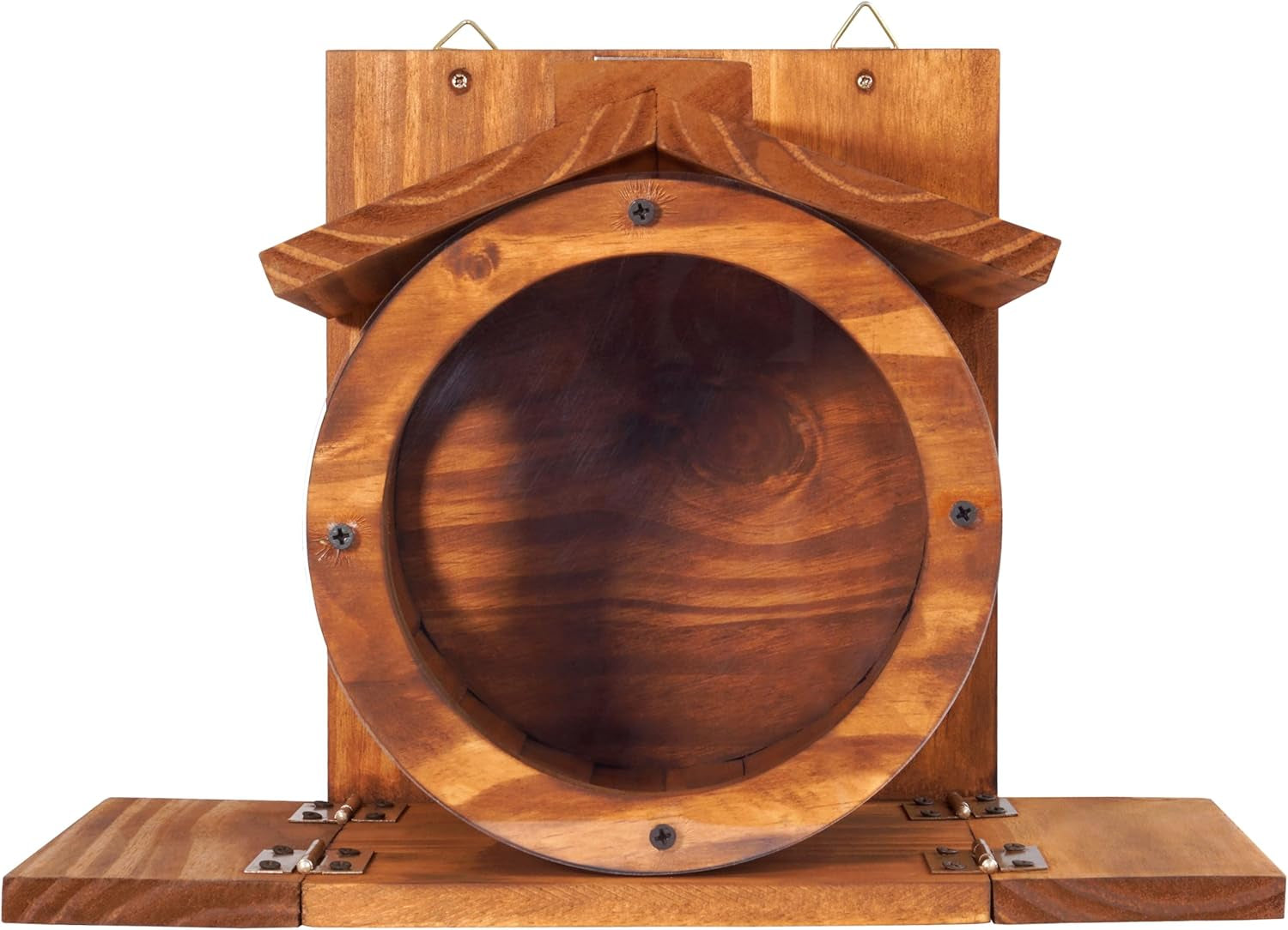 VASGOR Wood Squirrel Feeder, Squirrel Feeders for outside Winter, Wooden Chipmunk Feeder for Corn, Peanuts, Durable Box Easy to Fill with the Roof Can Be Opened