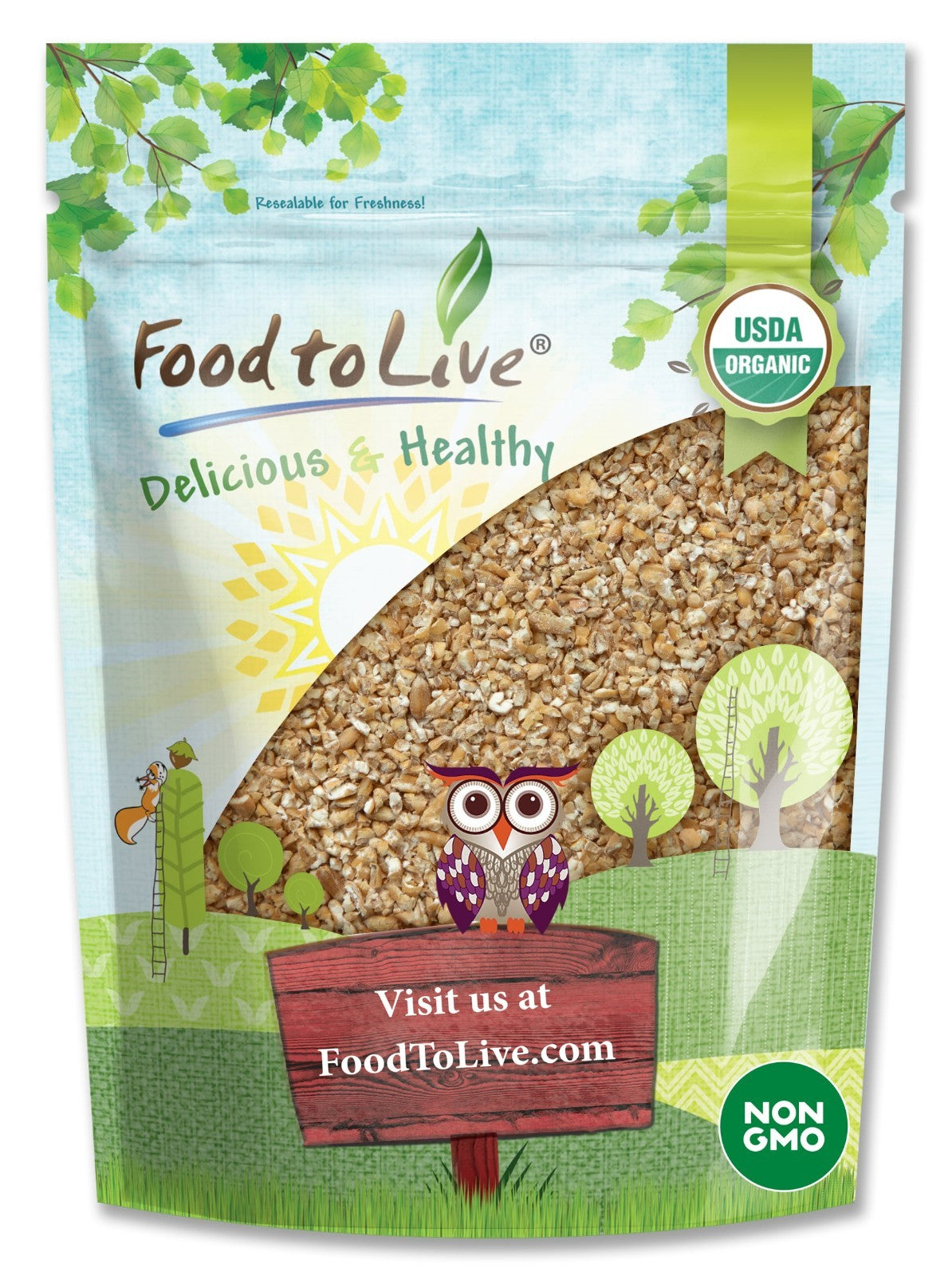 Organic Cracked Wheat Berries — Non-Gmo, Vegan, Kosher, Bulk — by Food to Live
