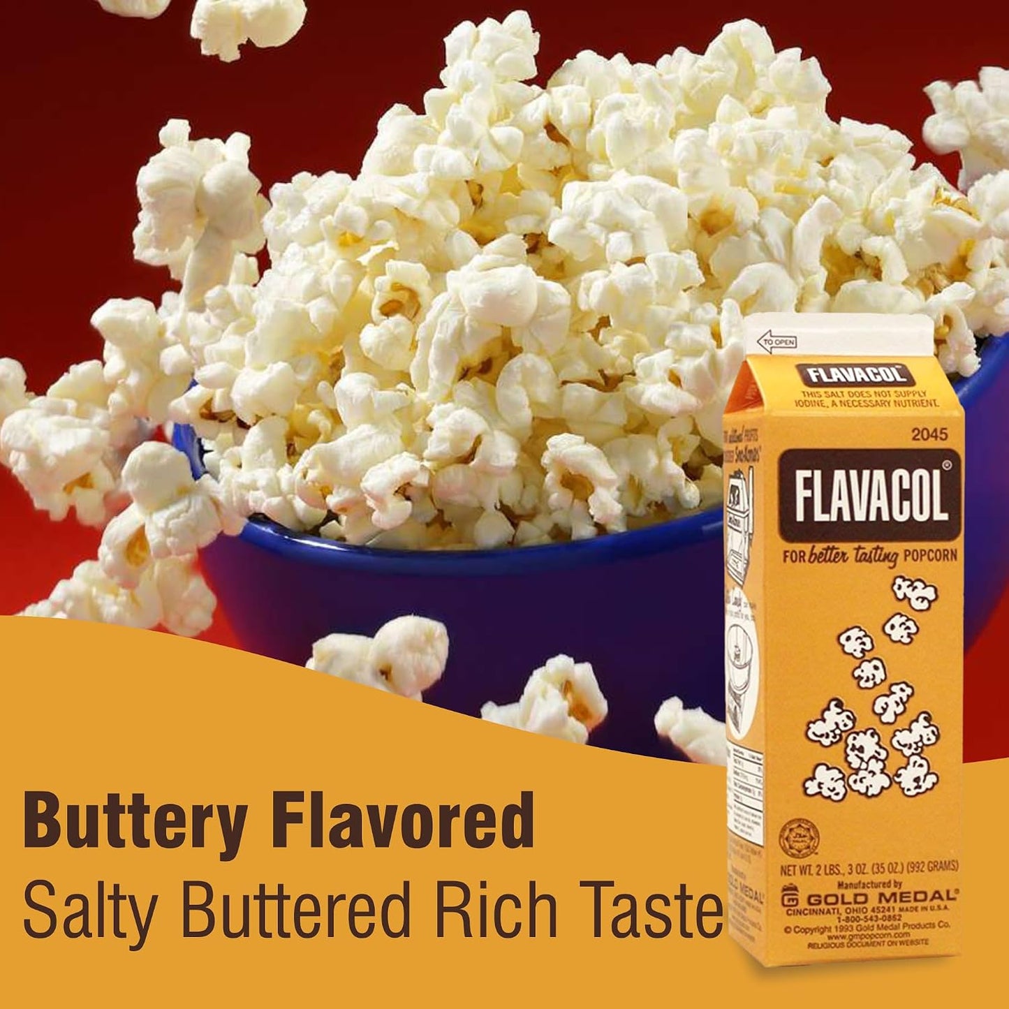 Concession Essentials 3 Pack Flavacol Popcorn Season Salt, 35 Oz per Pack. Total 105 Ounces Popcorn Season Salt