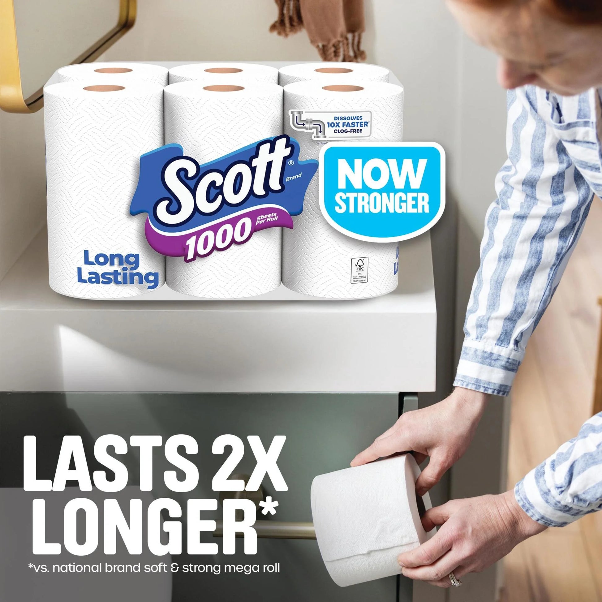 Scott 1000 Toilet Paper, 24 Rolls, 1,000 Sheets per Roll