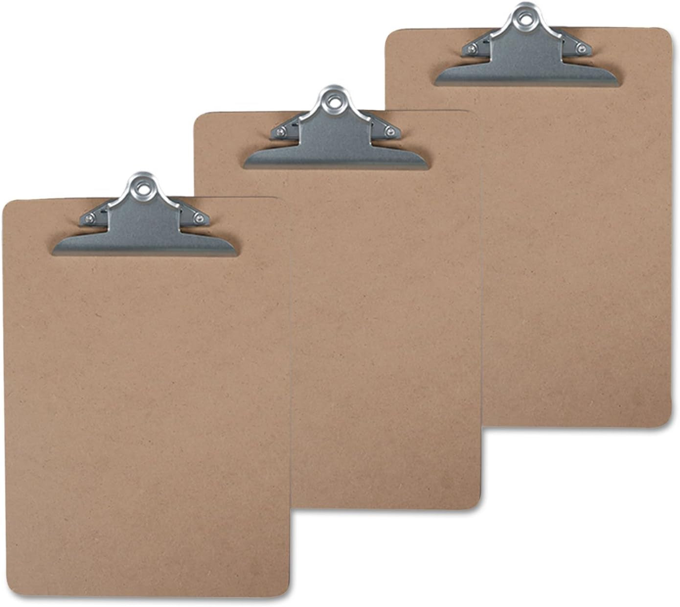 Universal 40304VP Hardboard Clipboard, 1-Inch Capacity, 8 1/2 X 11, Brown, 3/Pack (3401-06102)
