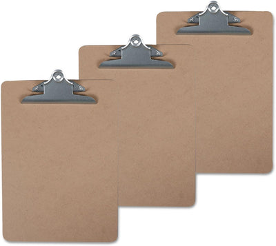 Universal 40304VP Hardboard Clipboard, 1-Inch Capacity, 8 1/2 X 11, Brown, 3/Pack (3401-06102)
