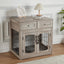 Dog Crate Furniture with Double Drawers, Wooden End Table Dog Kennel, Furniture Style Wood House Crate for Small/Medium/Large Dogs, Decorative Dog Crate with Storage for Large Breed, 32 Inch,Gray