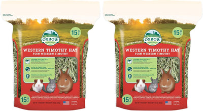 Oxbow Timothy Hay, Rabbit & Guinea Pig Hay, High Fiber for Digestive Health, Grown in the USA, Veterinarian Recommended Small Pet Supplies, for Rabbits, Guinea Pigs, & Chinchillas, 15 Oz. (Pack of 2)