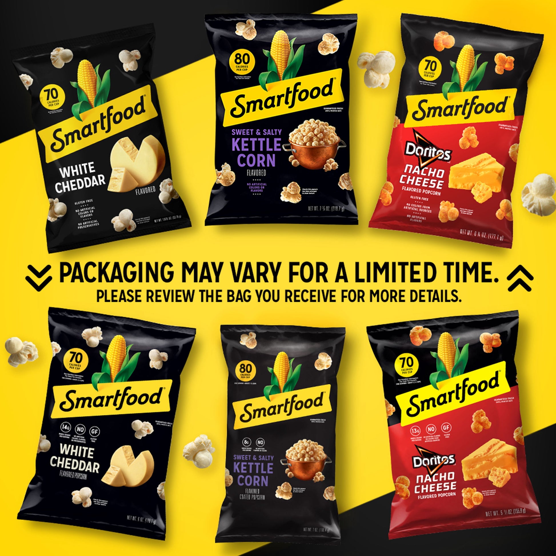 Smartfood Gluten Free, No Artificial Colors White Cheddar Popcorn Bag, 0.625 Oz (40 Pack)​