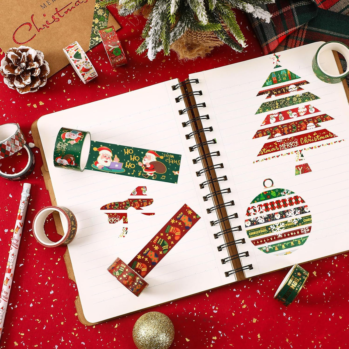 SANNIX 17 Rolls Christmas Washi Tape Holiday Decorative Washi Tapes 4 Sizes
