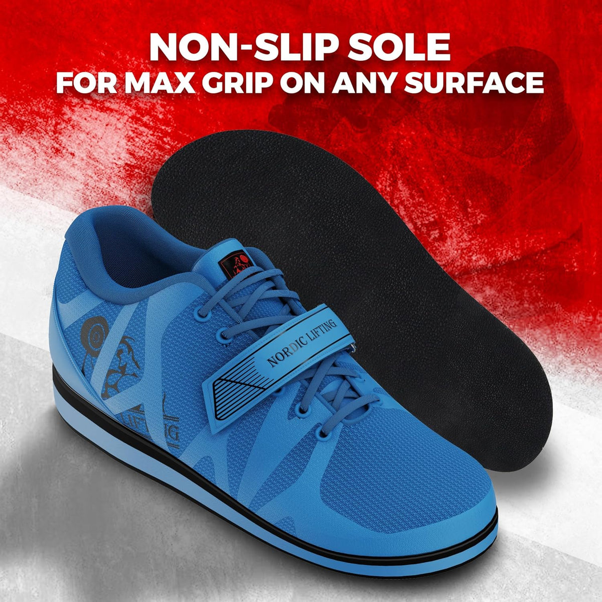 Nordic Lifting MEGIN Deadlift Shoes - Elevated Heel Gym Footwear for Powerlifting, Weightlifting & Strength Training - Non-Slip Sole Lifting Shoes for Men