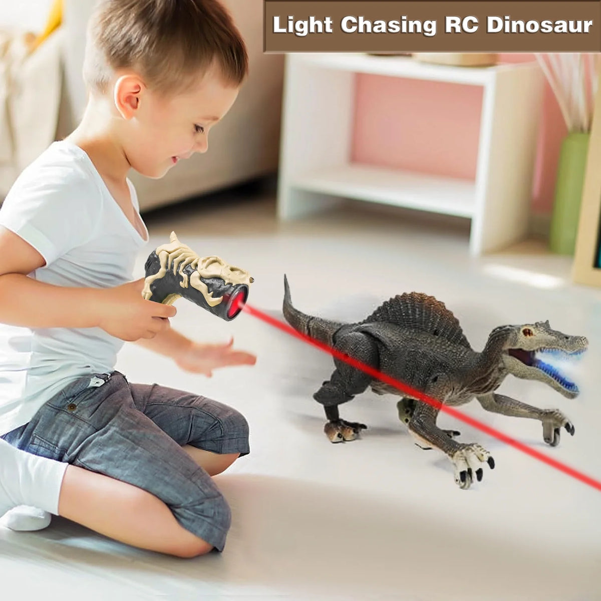 Richgv Remote Control Dinosaur Toys for Boys Kids, Electronic RC Robot Toy Walking Roaring Spray Dinosaur Gift for Birthday Christmas for Kids 3-8 Year