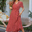 PRETTYGARDEN Women'S Summer Floral Boho Maxi Dress Short Sleeve Wrap V Neck Ruffle Long Flowy Beach Wedding Guest Dresses