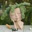 Face Head Planter Succulent Plant Flower Pot Resin Container with Drain Holes Flowerpot Figure Garden Decor Tabletop Ornament