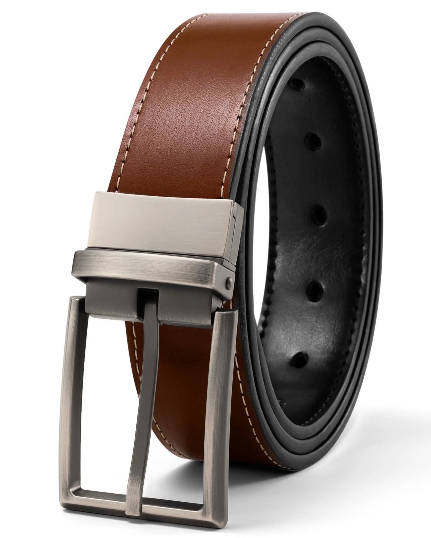 Maikun Belts for Men Reversible Leather Belt Dress Casual Men Belts One Belt Reverse for 2 Sides