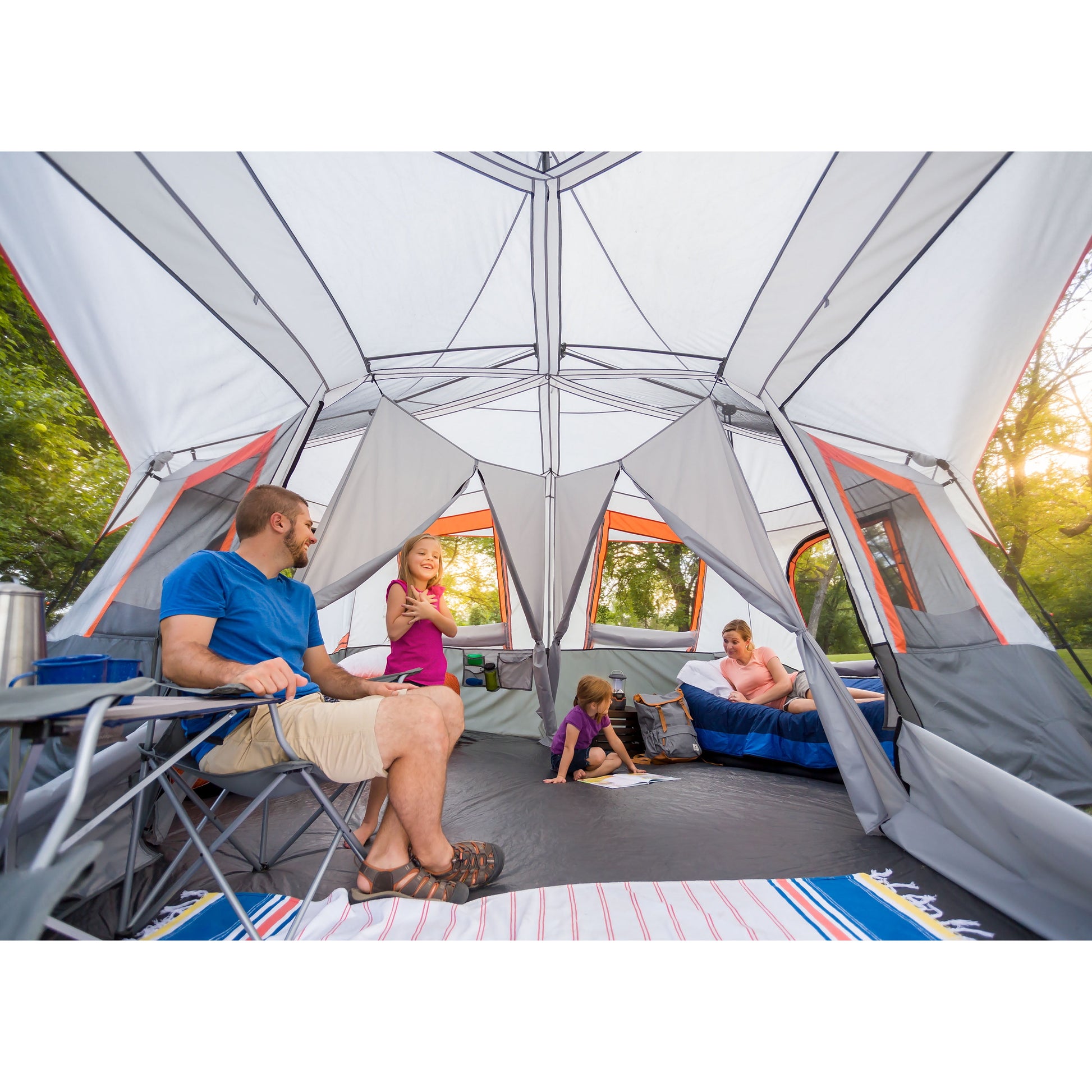 Ozark Trail 20' X 18' 12-Person 3-Room Instant Cabin Tent with Screen Room, 56.5 Lbs