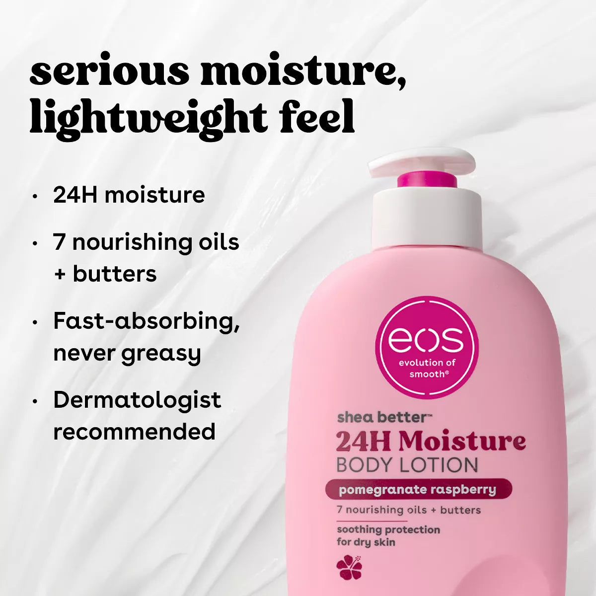 Eos Shea Better 24H Moisture Body Lotion - Pomegranate Raspberry - 16 Fl Oz: Hypoallergenic, Paraben-Free, Phthalate-Free