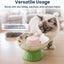 Pawspik Strawberry Blooms Elevated Ceramic Cat Bowl, Green