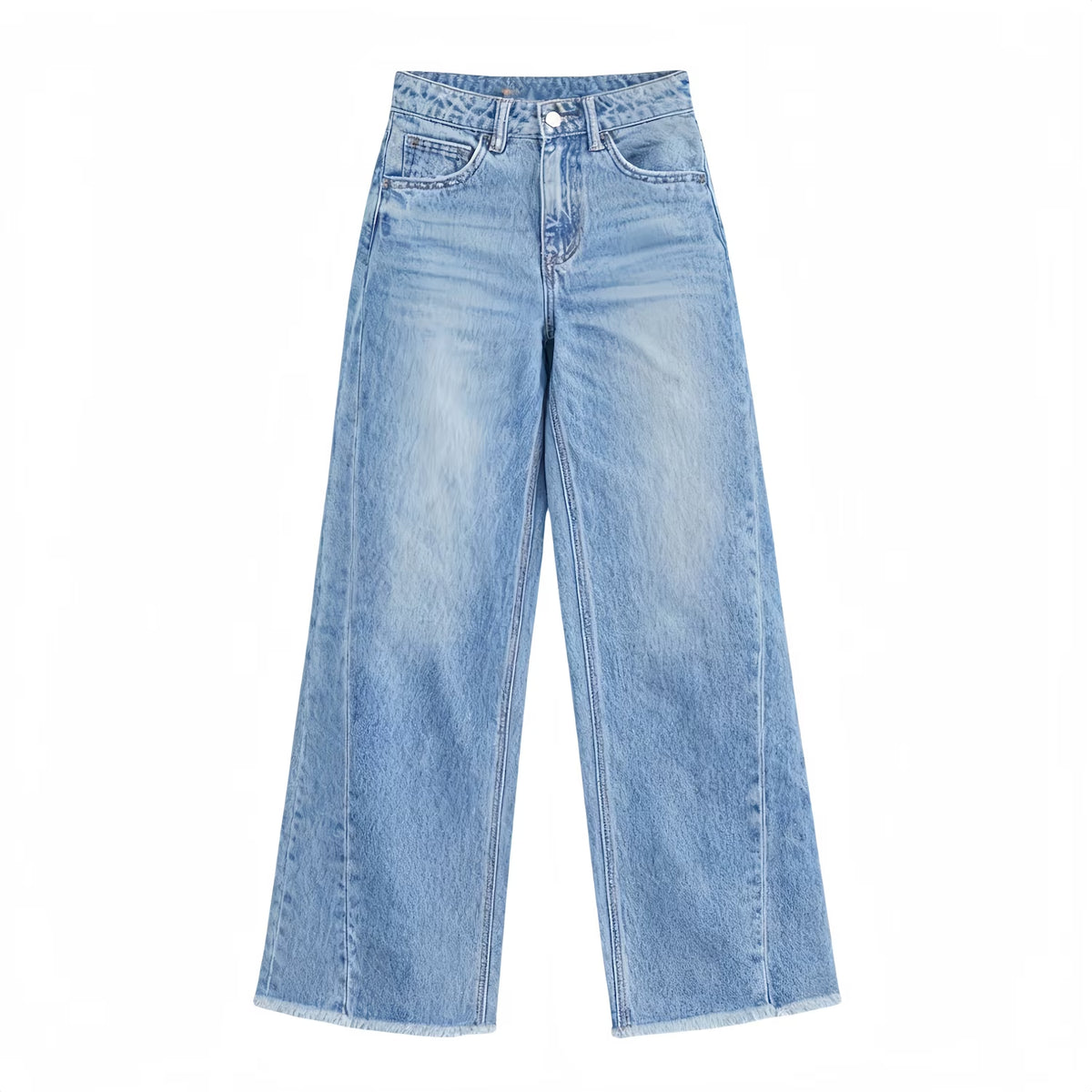 PRETTYGARDEN Wide Leg Jeans for Women Trendy High Waisted Stretchy Baggy Raw Hem Denim Palazzo Pants with Pockets