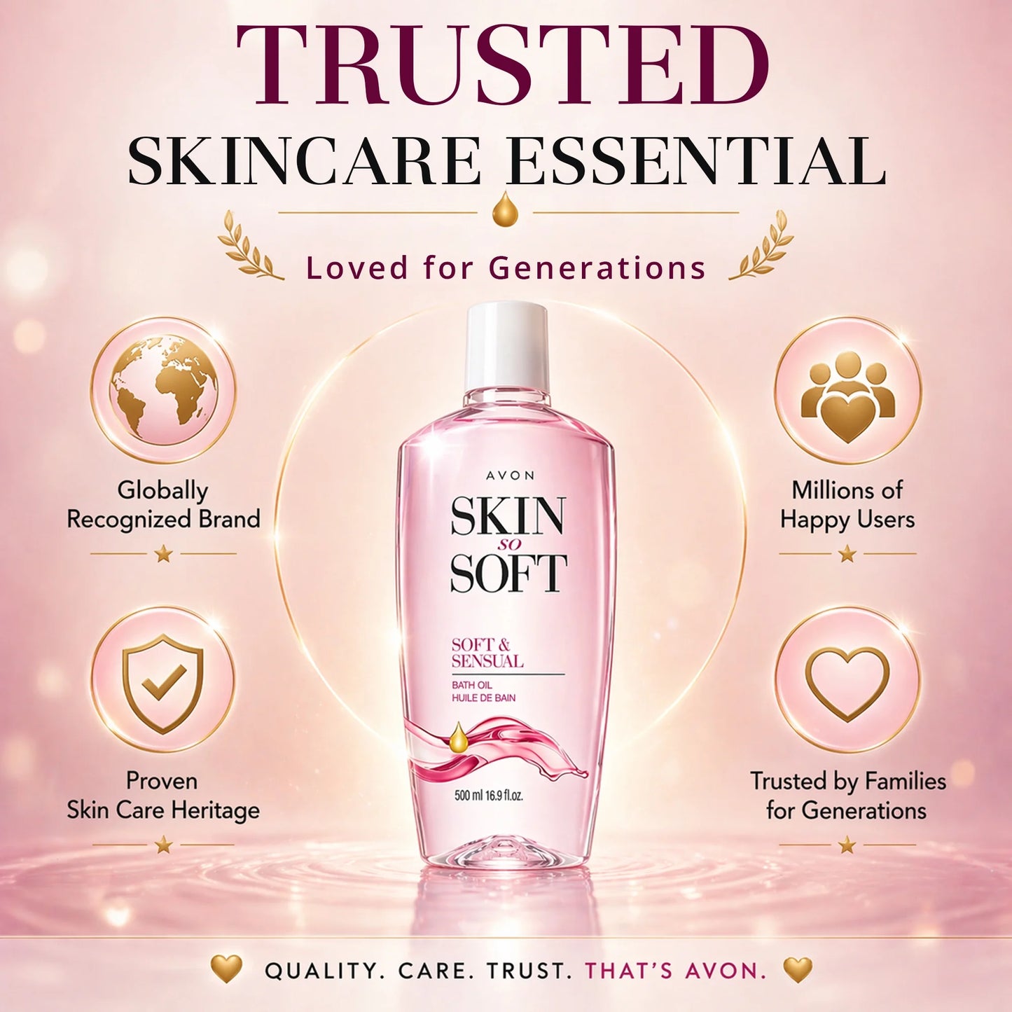 Avon Skin so Soft Soft and Sensual Moisturizing Bath Oil for Women with Argan Oil, 16.9 Fl Oz