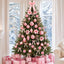 111 Pcs Pink Christmas Ornaments, Bow Topper Ball Poinsettia Rose