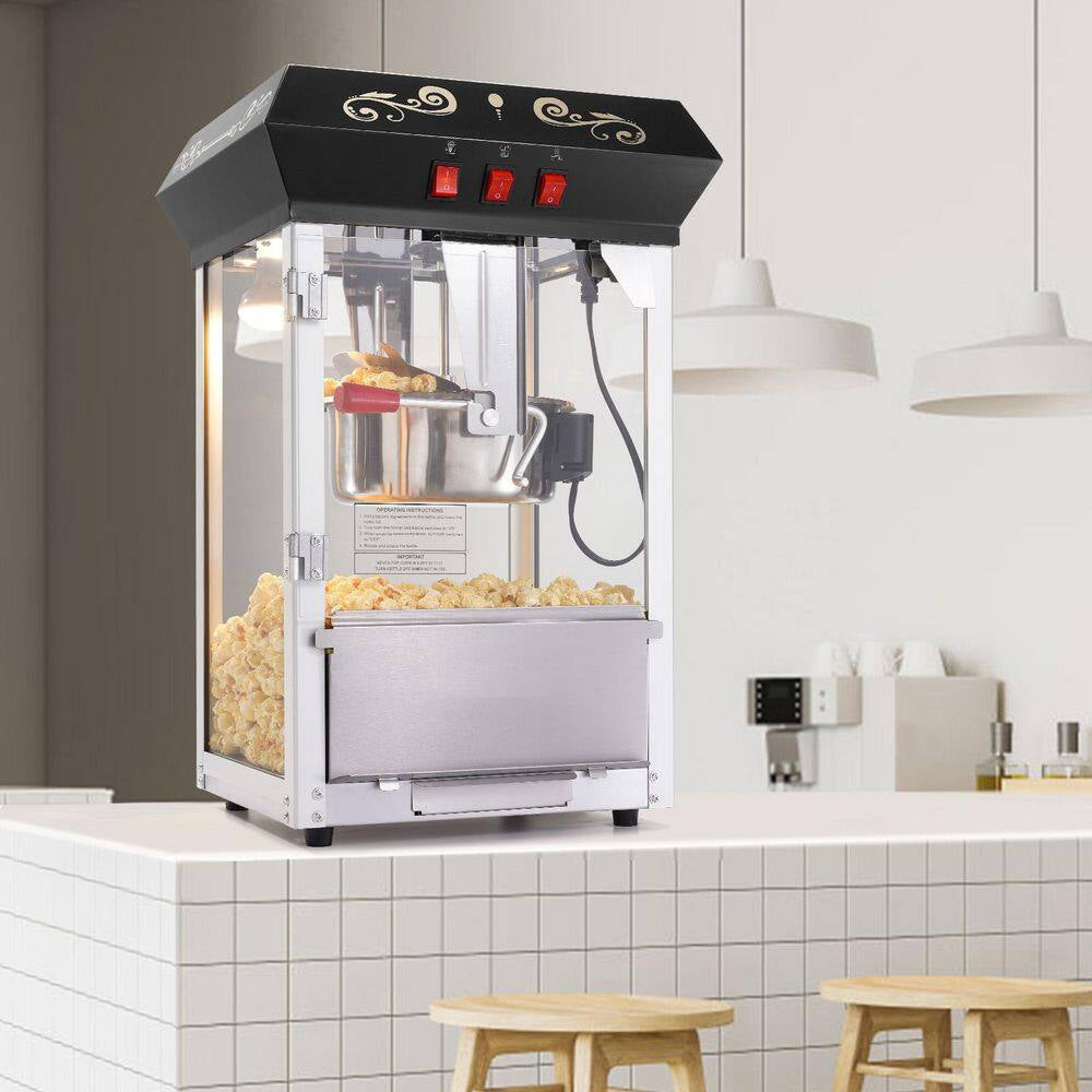 Popcorn Maker, 850 W Popcorn Popper Machine, 8 Oz. Kettle Makes 48-Cups per Batch, Countertop Popcorn Machine, Black