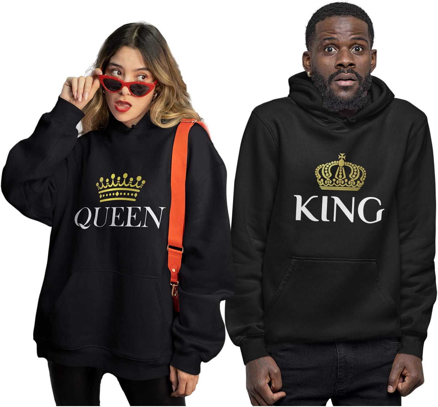 Tstars King & Queen Matching Couple Hoodie Set - His & Hers Pullover Hoodies - Valentine'S Day Gift for Couples