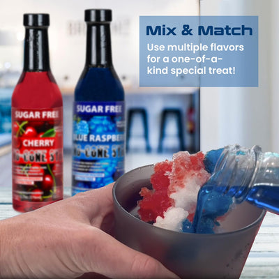 Concession Express Sugar Free Snow Cone Syrup Variety Pack, 12.7 Oz Bottles (12 Pack) – Blue Raspberry, Cherry, Cherry Lime, Fruit Punch, Grape, Lemon Lime, Orange, Pina Colada, Pink Lemonade, Raspberry Lemonade, Strawberry, and Watermelon