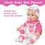 XFEYUE 12" Baby Doll with Pink Bowknot Clothing Set,12 Inch Realistic Baby Dolls with Clothes and Accessories,Pacifier Bottle Toy Pretend Play Collection for 3+ Child Girls Gifts