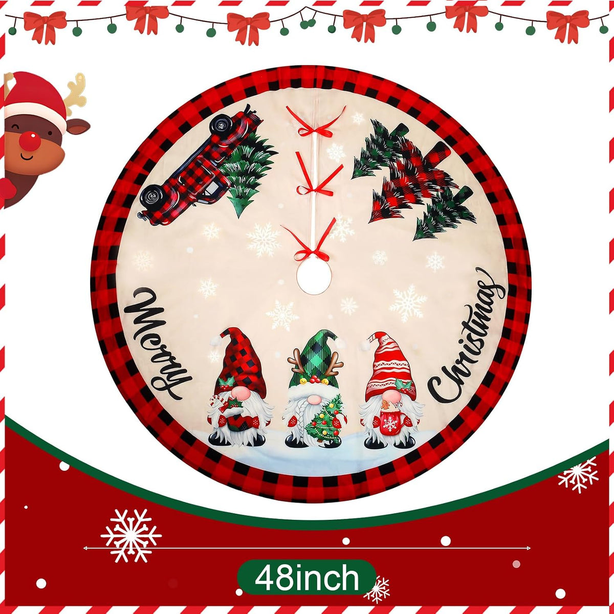Christmas Tree Skirt - 48 Inches Large Christmas Tree Skirts Cover