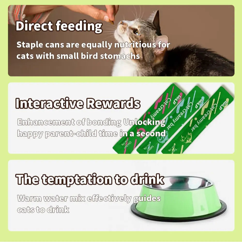 WLP : Cat Creamy Bar,Grain-Free, Lickable, Squeezable Creamy Cat Treat,15G Each Tubes,24 Tubes