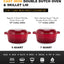 Bruntmor 7 Quart Dutch Oven Pot with Lid - 2-In-1 Oval Cast Iron Enamel Cookware with Skillet Top - Enameled Dutch Oven for Bread, Baking, Stews, Roasting - Heat Resistant up to 500°F - Red Finish