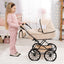Bayer Design Vintage Doll Pram, Classic Baby Stroller with Bag, Beige | Elegant 18 Inch Carriage with Large Smooth-Rolling Wheels, Foldable Frame, Under-Basket, and Protective Fabric Cover