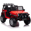 Joyracer 24V 2 Seater Kids Ride on Truck with Remote Control, 4×200W Motor, Electric Battery Powered Toys Car W/ 4 Wheels Spring Suspension, 3 Speeds, LED Lights, Bluetooth Music, Red
