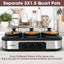 Superjoe Triple Slow Cooker, 3X1.5 Quart Electric Slow Cooker Buffet Server, Food Warmer Cooking Pot, Adjustable Temp Removable Ceramic Pots Lid Rests