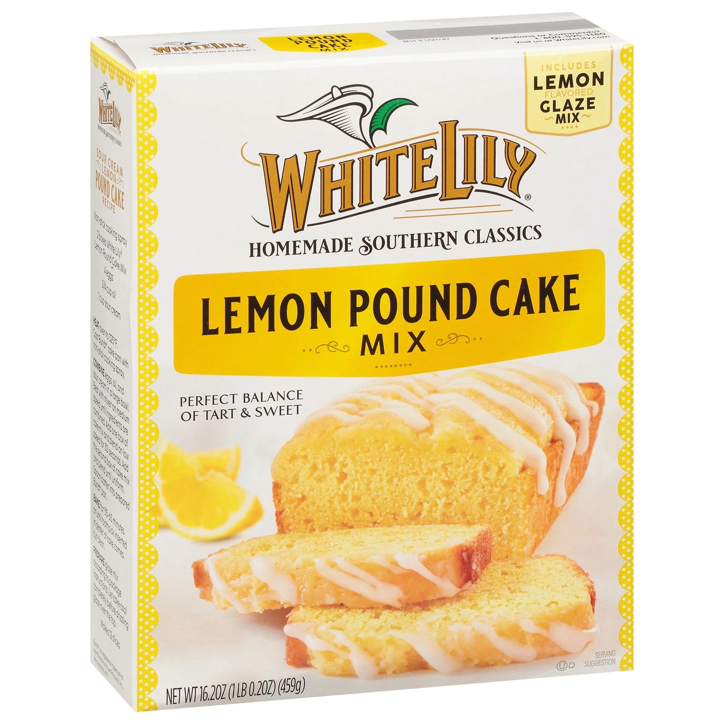 (4 Pack) White Lily Lemon Pound Cake Mix, 16.2 OZ Box
