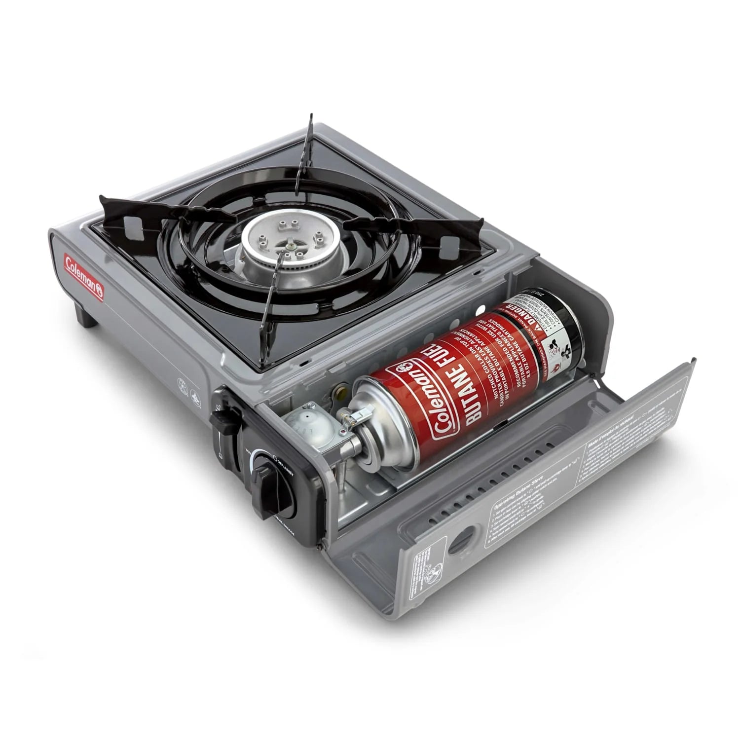 Coleman Tabletop Butane Gas Camping Stove, 1-Burner, Gray