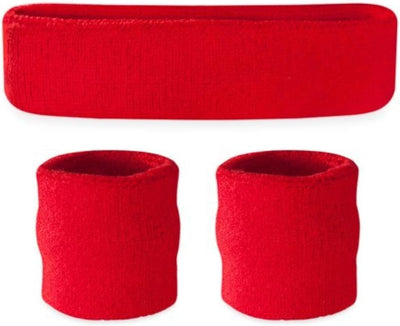 Suddora Sweatbands Set, Moisture Wicking 2 Wristbands and 1 Headband, Breathable Terry Cloth Athletic Bands for Basketball, Tennis, Yoga, Gym, Sweat Bands for Costumes and Cosplay