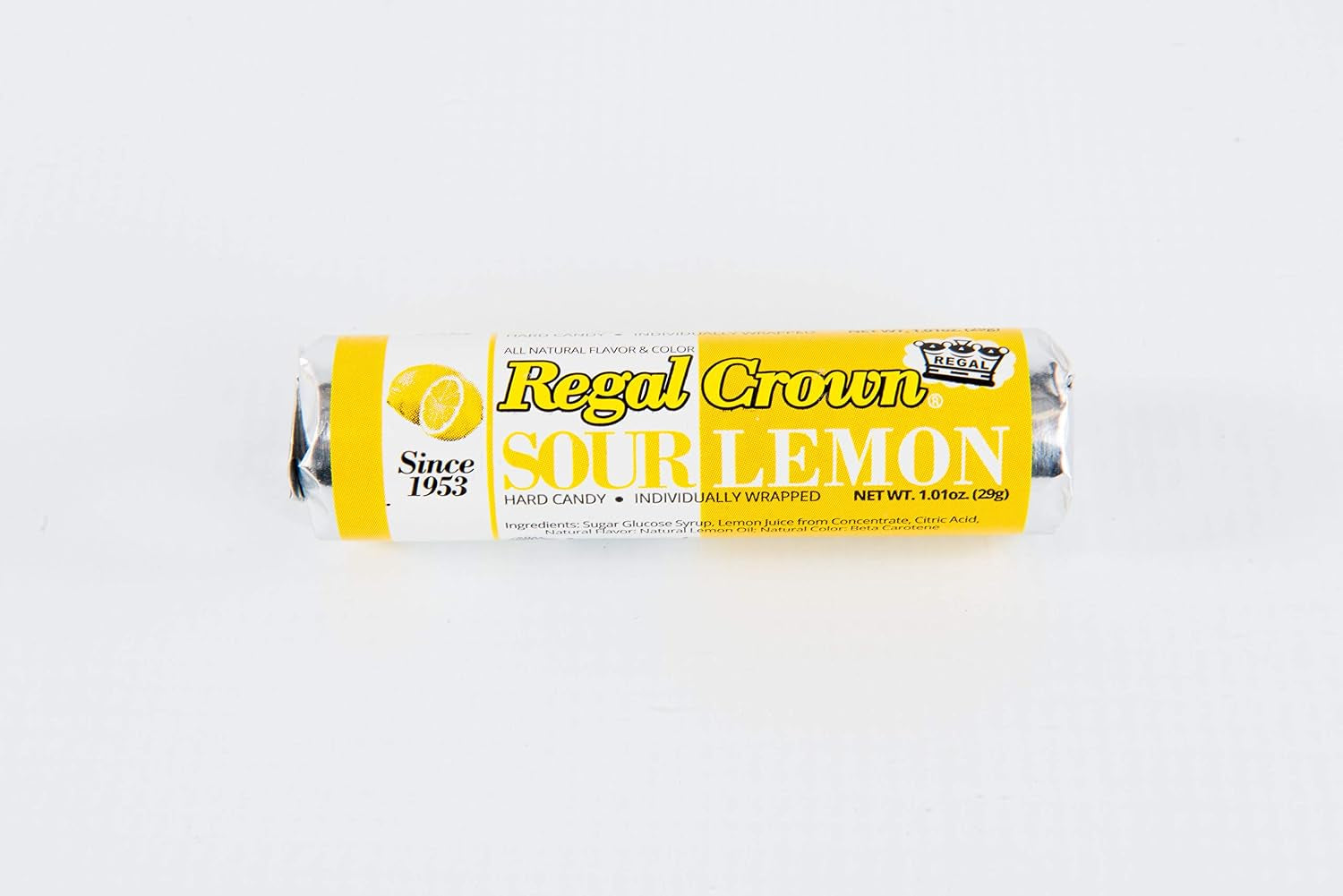 Regal Crown Sour Lemon Hard Candy Rolls | Old Fashioned Sour Lemon Candy | Traditional Lemon Candy Brought to You by Iconic Candy | 24 Count