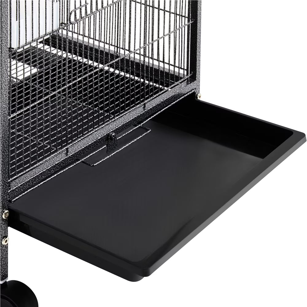 Yaheetech 40" H Wrought Iron Bird Cage with Open-Top Design & Rolling Stand Black