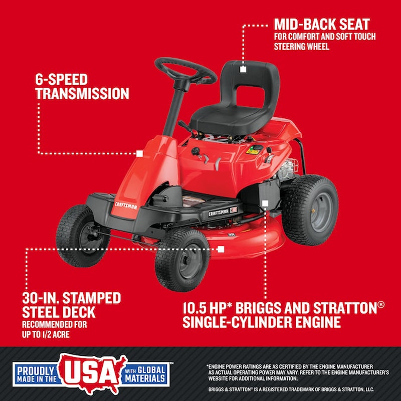 R110 30-In 10.5-HP Gas Riding Lawn Mower